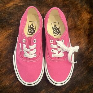 Brand new, never worn, girls size 12.5 pink Vans. The Authentic model.
